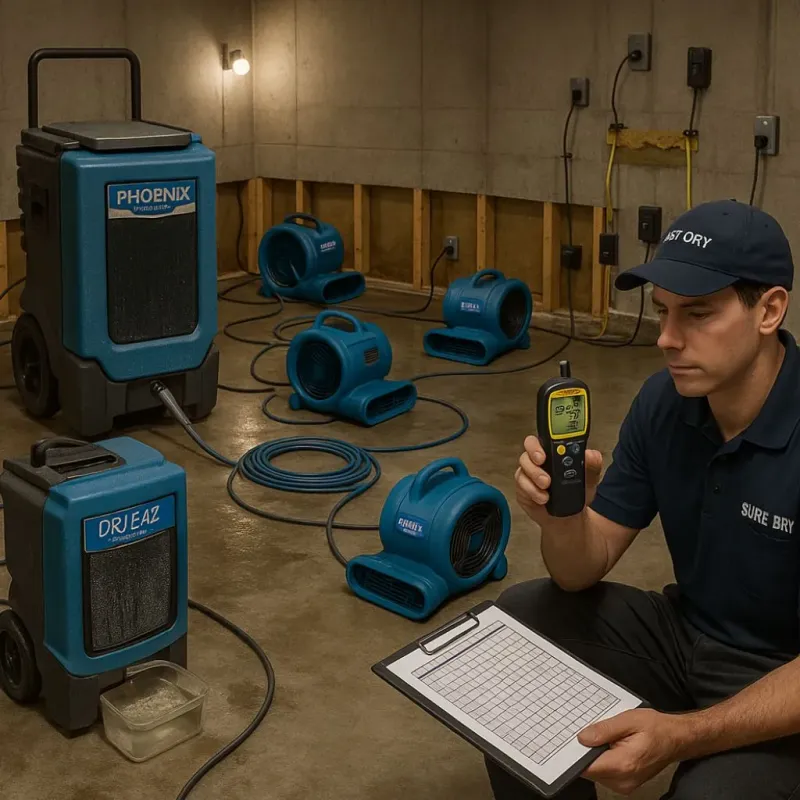 Structural Drying and Dehumidification process in Lomas, PR